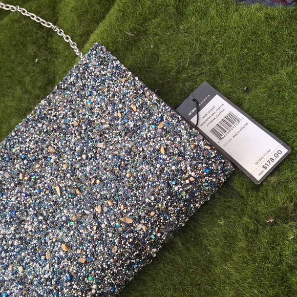 Vintage 70's look envelope bag with shoulder chain in crystal rock texture - Picture 2 of 4